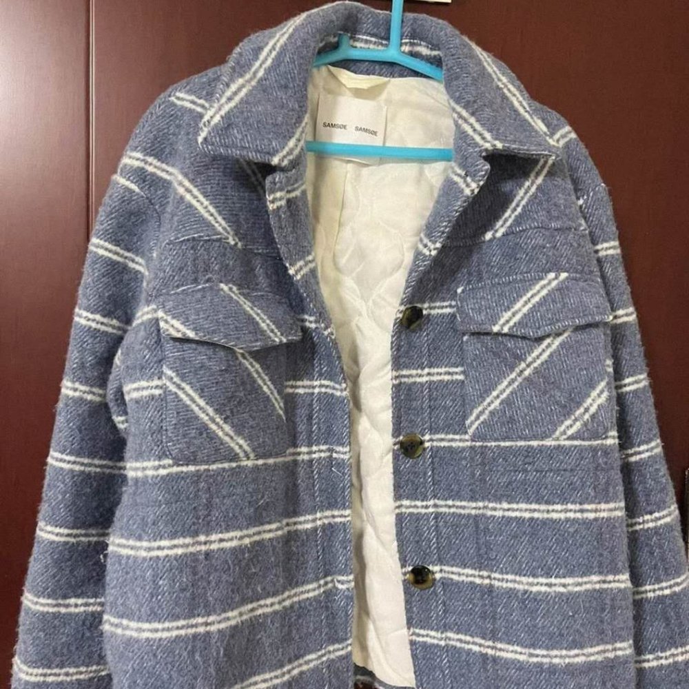 Samsoe Samsoe Leonie Plaid Shacket Coat Jacket Wool Blend